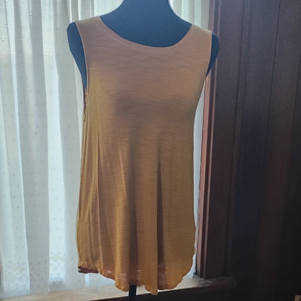 Women's Mustard Sleeveless Scoop Neck Tank Top